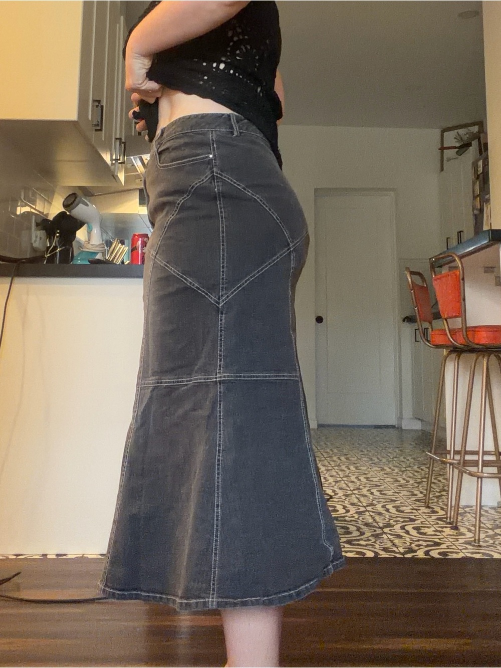 Y2K funky Black Denim Skirt - Picture 7 of 14